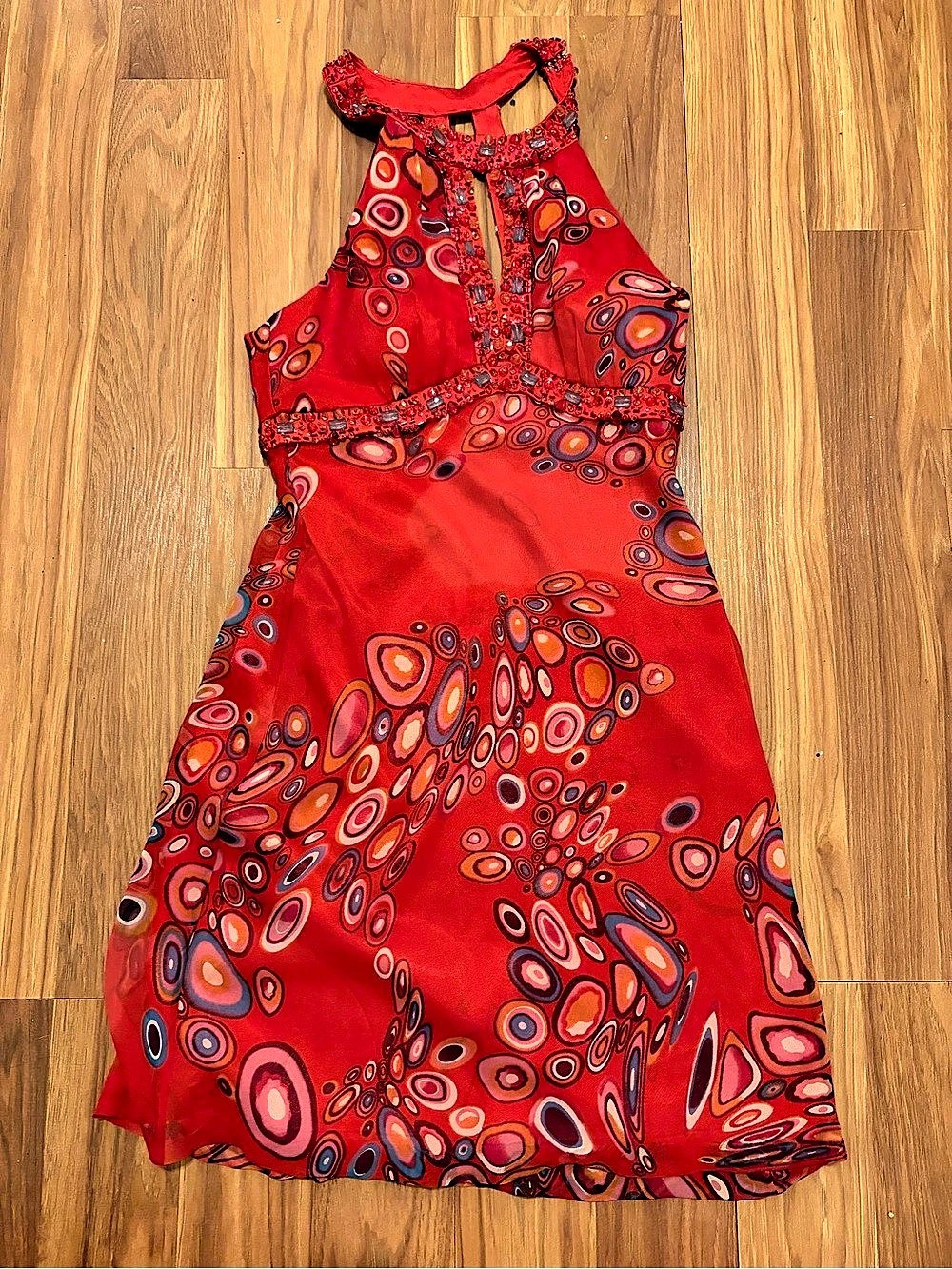 Sue Wong Silk Abstract Mini Dress